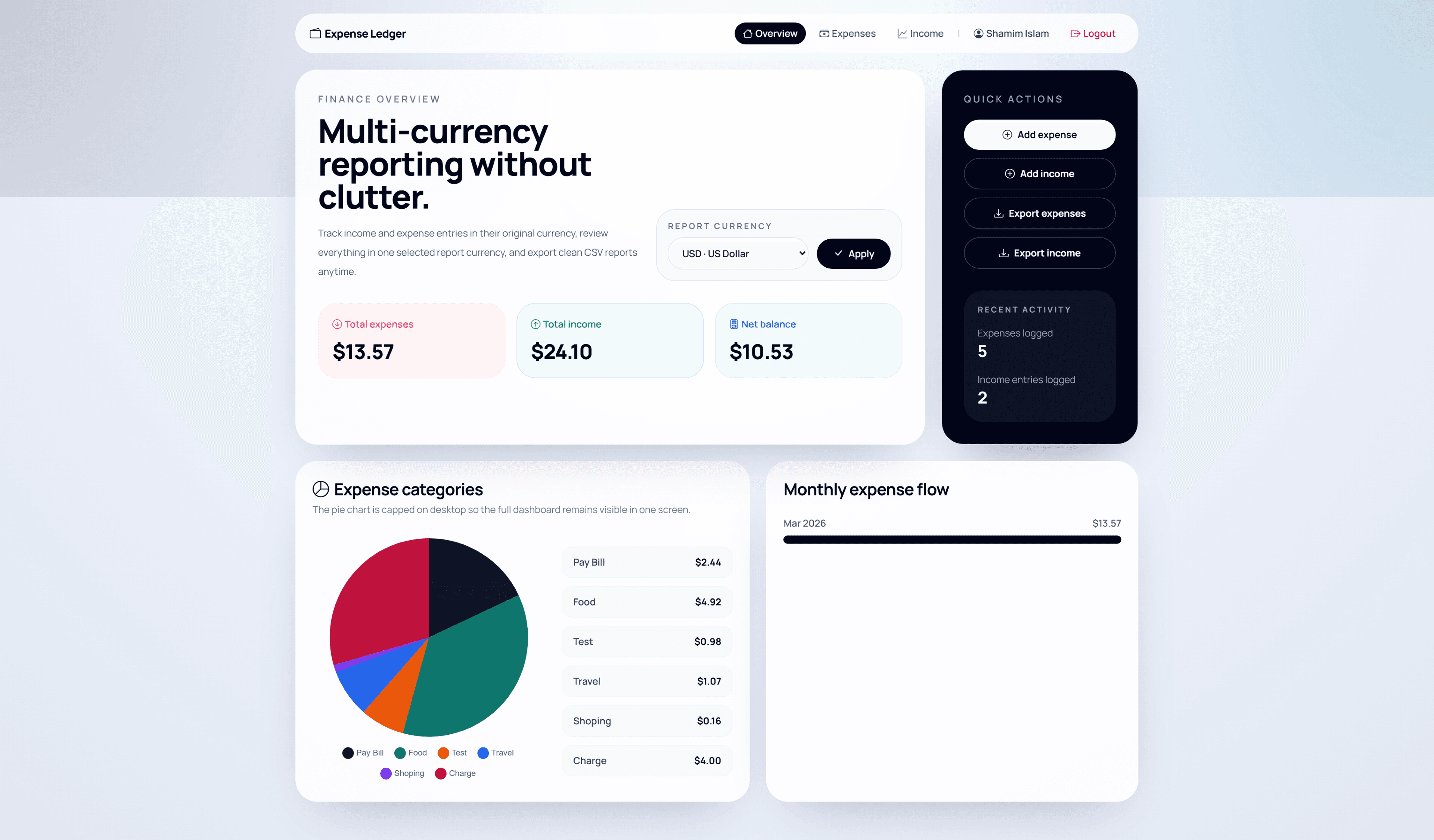 Multi-Currency Expense Tracker preview